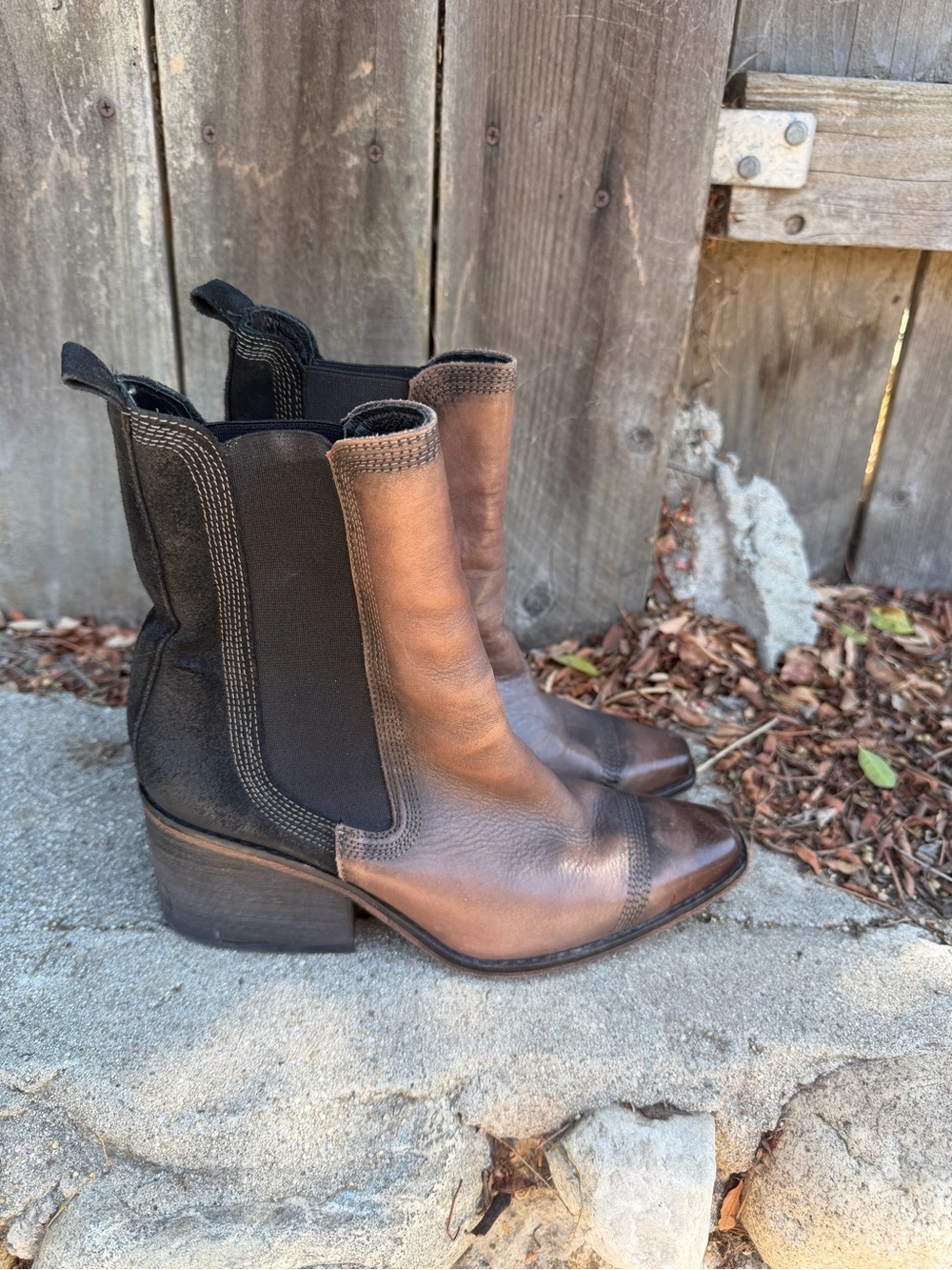 Free People Brown Western Chelsea Boots - Women